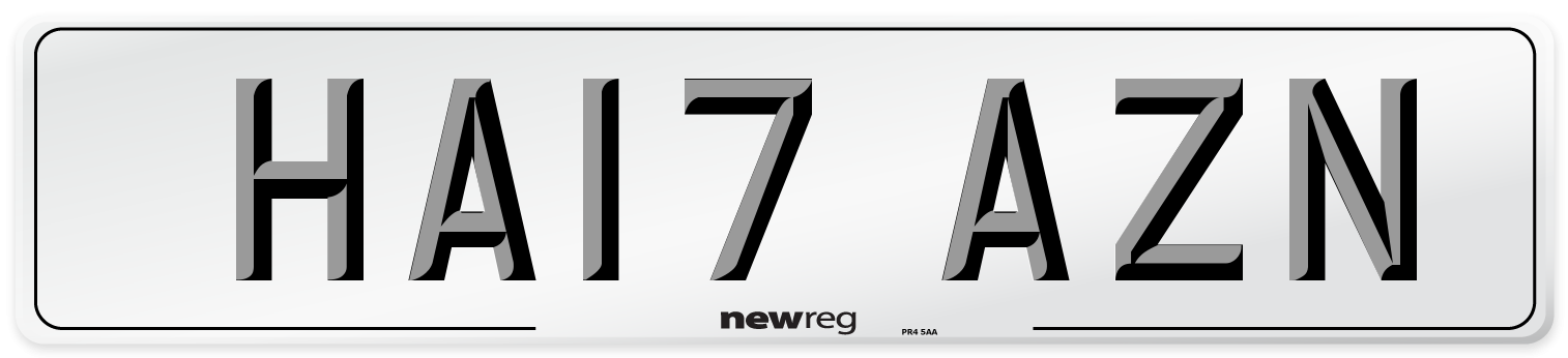 HA17 AZN Number Plate from New Reg